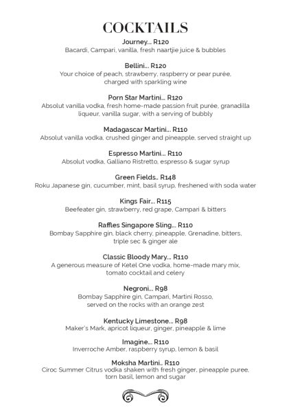 Menu – Kloof Street House